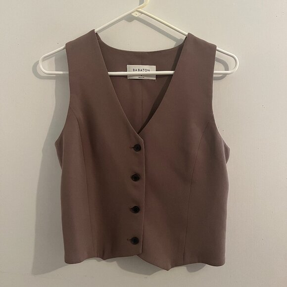 Aritzia Babaton Bradshaw Vest Waistcoat Tan Size 4 - Picture 1 of 4